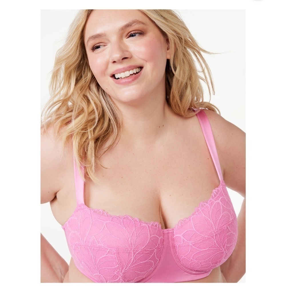 Joyspun Full Figure Lace Balconette Pink Bra size 44DD​​​​​​